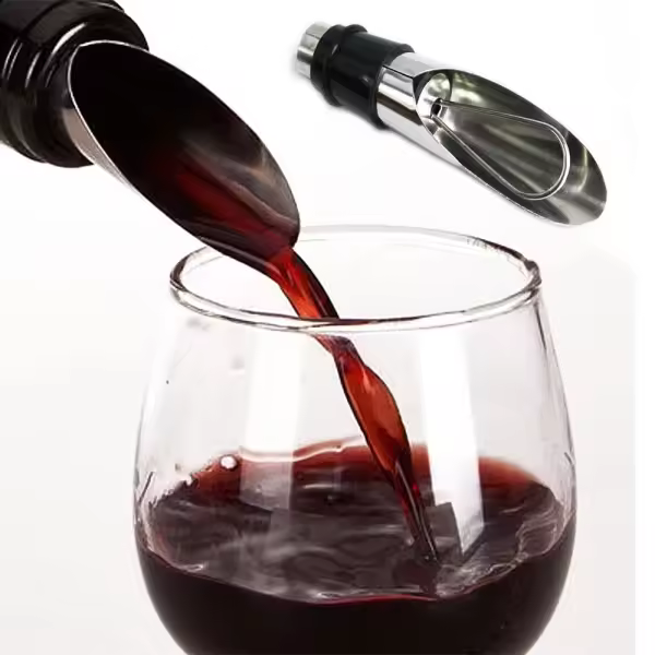 Aireador de vino de corcho/metal por goteo con corcho - 1
