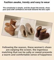 Botas De Tobillo Para Mujer Botines De Invierno Con Tacón Y Peluche Encima De La Rodilla Zapatos De Cuña Para Otoño Y Primavera - details 2