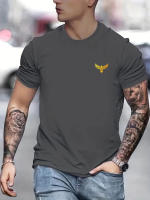 Camiseta De Verano Para Hombre Algodón 100% Estampado De Águila Grande Estilo Casual Cuello Redondo Manga Corta Top Oversize Moda Callejera - details 4