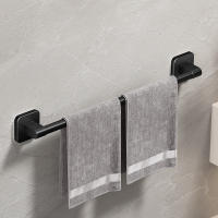 Soporte Para Toalla De Baño Self-Adhesivo Blanco Y Negro Sin Perforar Instalación Sencilla Material Plástico Y Aleación De Aluminio - details 4