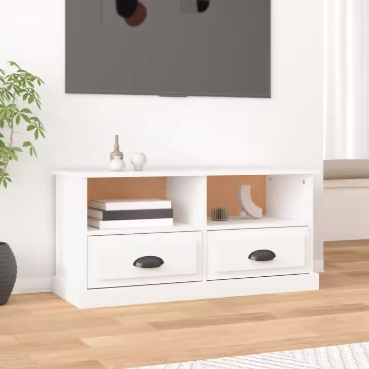 Mueble para TV madera contrachapada blanco 93x35,5x45 cm - 1