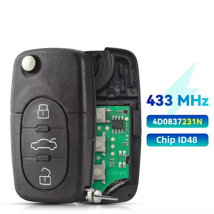 Llave De Coche KEYYOU 433Mhz Con Plegar Para Audi A3 A4 A6 A8 B5 TT RS4 Quattro 1994-2004 Con Chip ID48 Abs Material ABS - 1