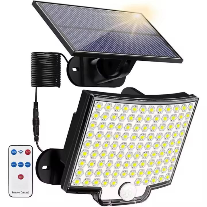 Jandei - Aplique Solar 106 Leds y 800 Lúmenes para Exteriores, Con Sensor de Movimiento y Mando a Distancia 1800mAH - 1