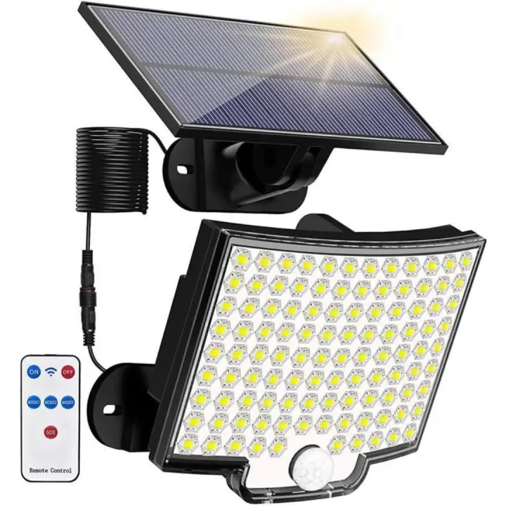 Jandei - Aplique Solar 106 Leds y 800 Lúmenes para Exteriores, Con Sensor de Movimiento y Mando a Distancia 1800mAH - 1