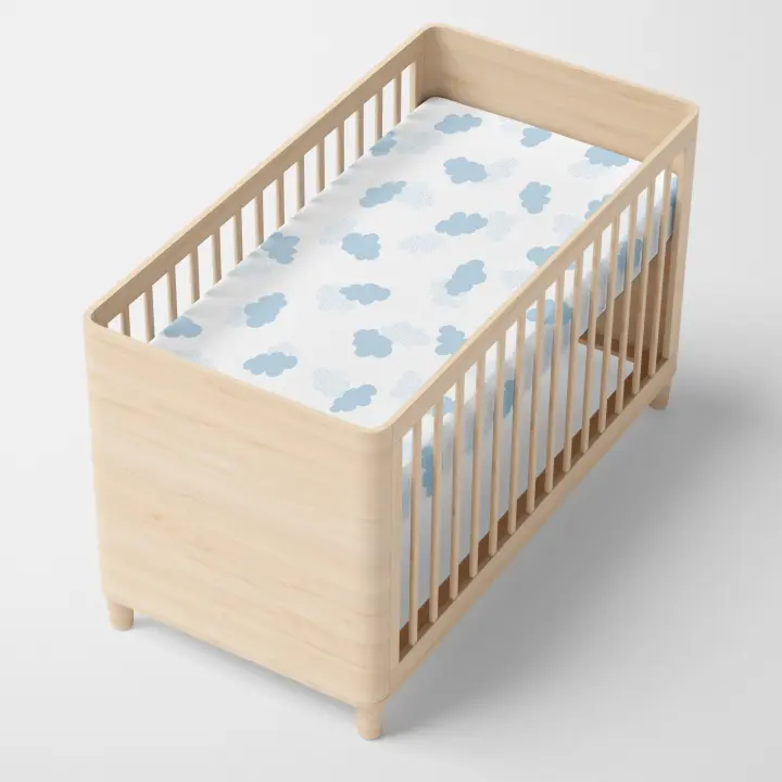 Happyfriday- Clouds blue Bajera cuna, Bajeras infantiles 100% Algodón, calidad de 150 TC, Fabricado en España - 1
