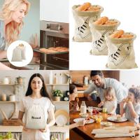 3PCS Bread Bag,Bread Bags,Bread Bags for Homemade Bread,Unbleached Natural Linen Reusable Food Storage for Homemade Artisan Bread with Drawstring - details 2