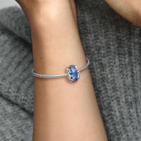 Pandora Charm Murano-Glas Momentos 'Sterne' Silber, Blau 790015 C00 - details 1
