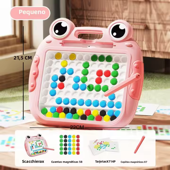 Tablero De Dibujo Magnético Para Niños Grande Con Perlas Y Lápiz De Borrado Fácil Juguete Montessori De Crabece Unisex - 1
