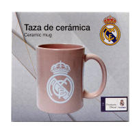 Real Madrid Taza Cerámica 330ml, Diseño con Escudo en Blanco, Producto Oficial Real Madrid, Regalo Cumpleaños Niñas y Mujeres, Taza Fútbol, color Rosa - details 2