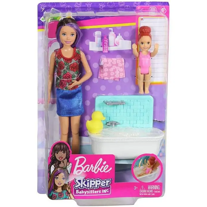 Barbie Canguro Muñeca con bebé y Accesorios de baño Mattel FXH05 - 1