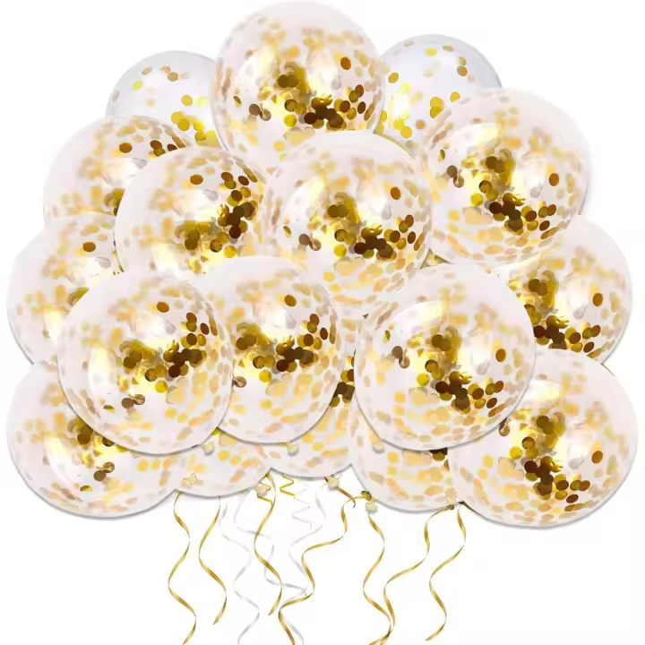 Ballon Confettis Or, 50 pièces Ballons de fête en Latex de 12 Pouces avec des confettis dorés pour Les décorations de fête de Mariage d'anniversaire - 1