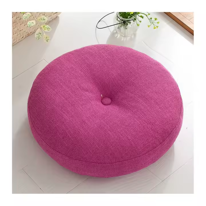 40 cm (16 pulgadas), Rosa, Redondo de tatami de Algodón y Lino, Grueso y suave, para Silla de oficina, extraíble y lavable, para exterior e interior - 1