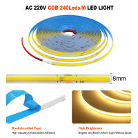 Tira De Luz LED COB Flexible 220V Super Brillante 240LEDs/m 5m-20m RA90 3000K-6000K Iluminación Lineal Para Sala De Estar - details 3