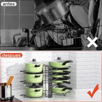 Almacenamiento cacerola con 8 compartimentos ajustables, almacenamiento tapa cacerola, ollas en armario, poele, cocina plato, soporte para poele - details 0