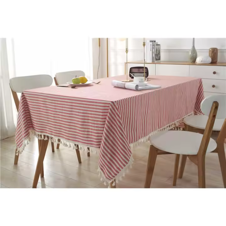 Mantel a rayas sencillo, mantel rectangular para mesa de centro - 1