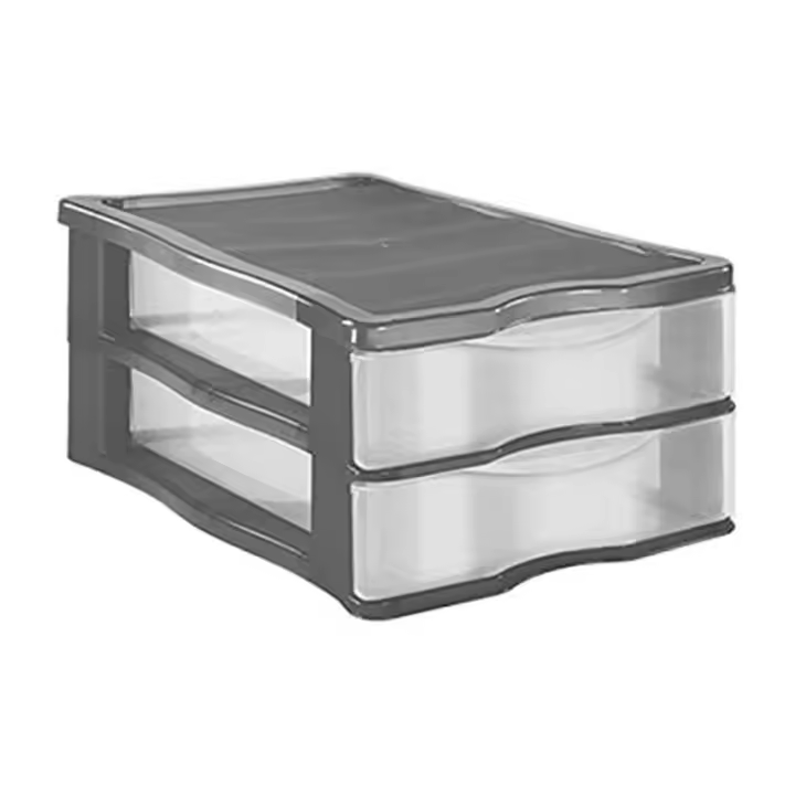 Cajonera de Plastico de Sobremesa Apilable Estructura de Color y Cajones Transparentes - 1