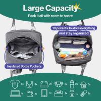 Bolsa de pañales Mochila-Bolsa de pañales impermeable multimorción, Travel Essentials Baby Tote with cambiador, Correas de cochecito y Funda de Chupete-Unisex, Dark Gris - details 2