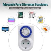 Enchufe Eléctrico Temporizador Mecánico de 24 Horas, Conmutación Cada 15 Minutos, Interruptor ON/Off, 230V 16A, Color Blanco, pack 2 unidades - details 1