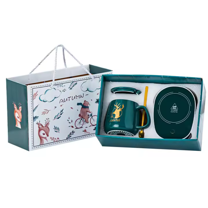 ZLY Taza De Café Cerámica 400ML Con Calentamiento Automático Mantén La Temperatura 55 Grados Set De Taza Y Leche Práctica Para Viajes Regalo Para Cocina - 1