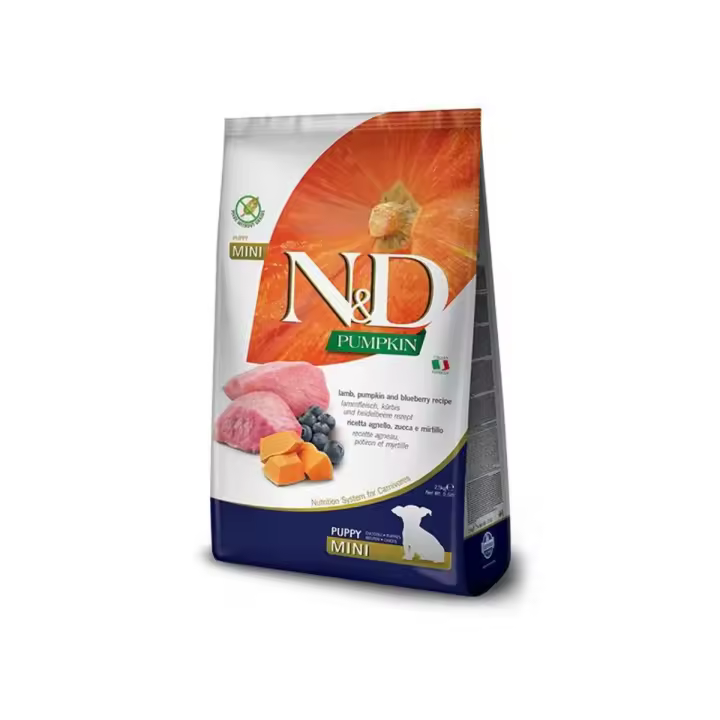 Farmina N&D Pumpkin Grain free Puppy Mini Pienso para Cachorros de Raza Pequeña con Cordero - 1