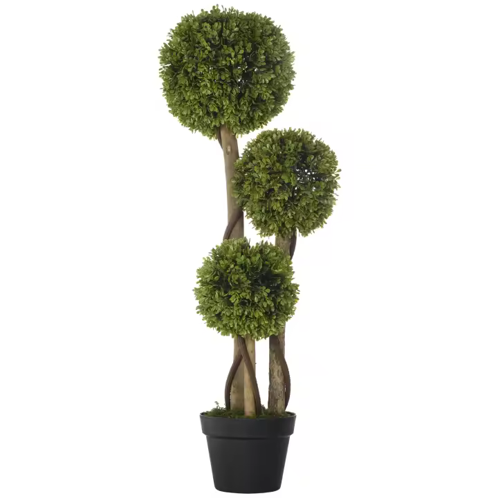 HOMCOM Planta Artificial, Planta Artificial, Boj en Maceta de 90cm, Árbol Artificial con Protección UV, Planta de Interior para Salón, Balcón, Verde Claro - 1