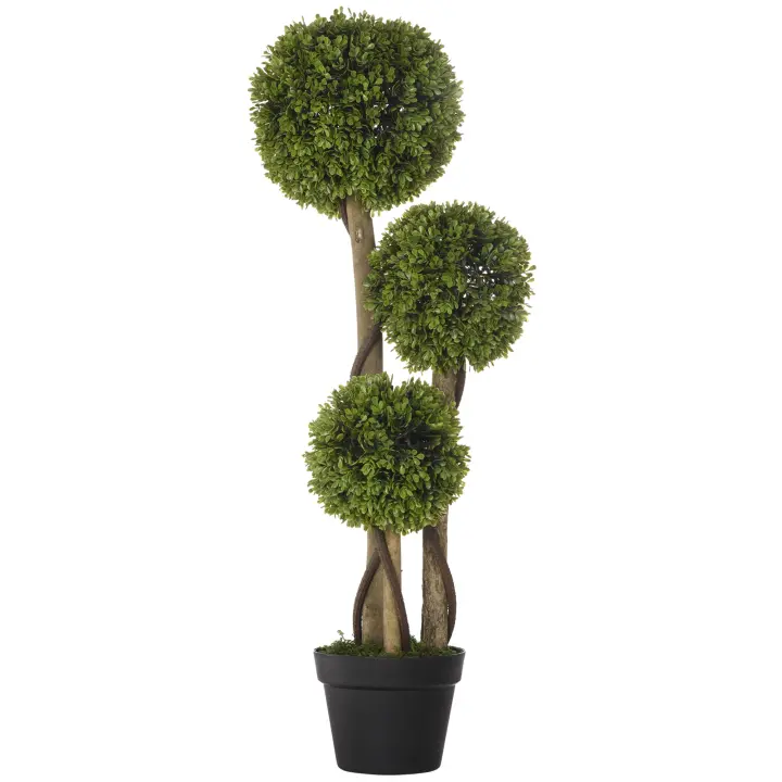 HOMCOM Planta Artificial, Planta Artificial, Boj en Maceta de 90cm, Árbol Artificial con Protección UV, Planta de Interior para Salón, Balcón, Verde Claro - 1