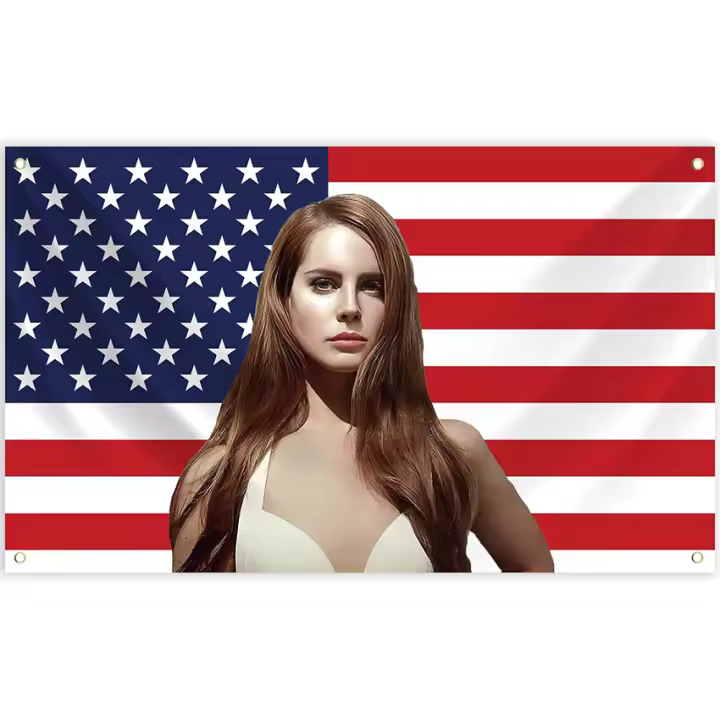 Bandera De Estados Unidos Lana Del Rey Tapestría Divertida 3x5 FT Con Cuatro Ganchos Para Dormitorio De Colegio Habitación Del Hombre Cueva Hombre - 1