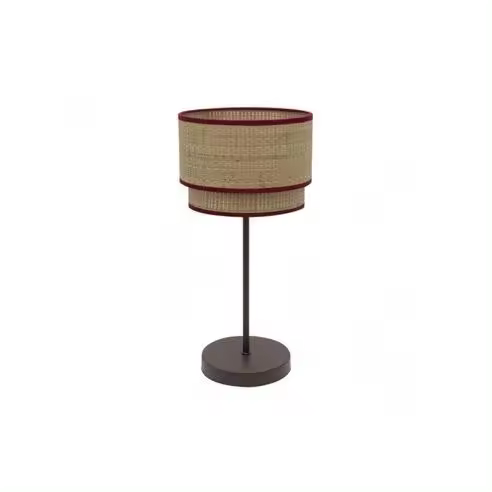FABRILAMP Lámpara de Mesa Sobremesa Alto Roque 1xe27 Natural/Rojo 60x30x30 Cm - Diseño Moderno - 1