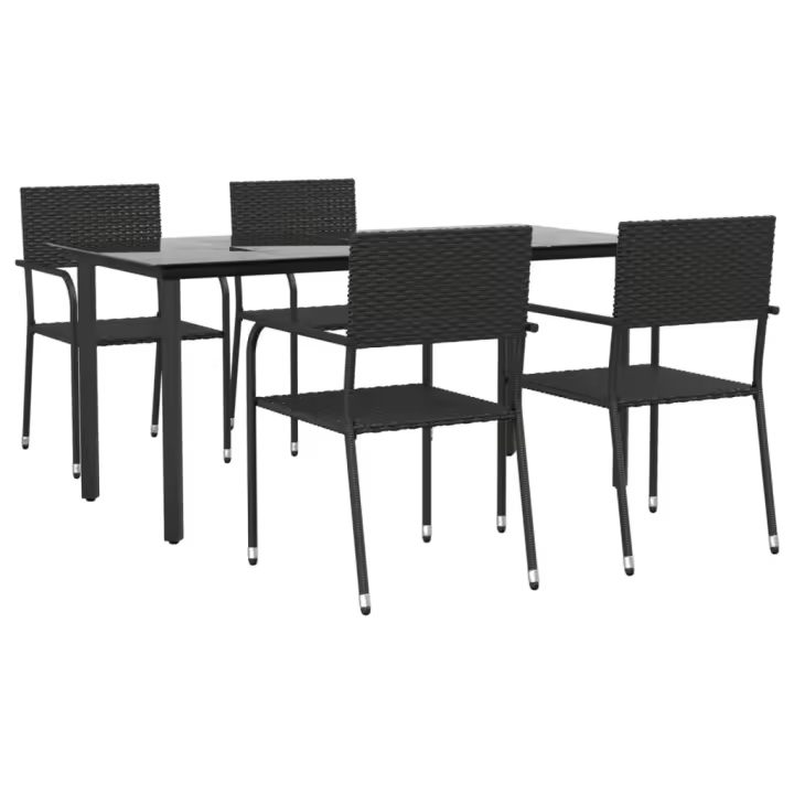 vidaXL Juego de comedor de jardín 5 piezas ratán sintético negro - 1