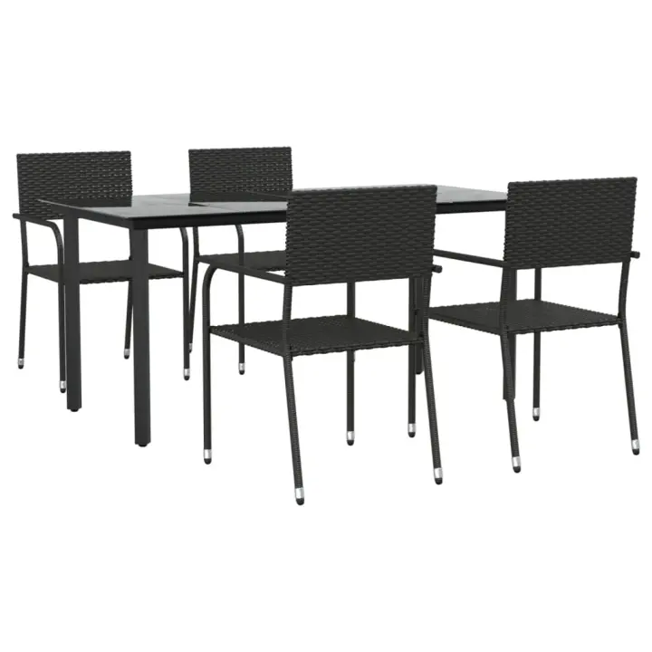 vidaXL Juego de comedor de jardín 5 piezas ratán sintético negro - 1