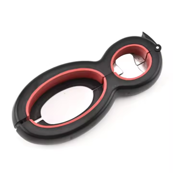 Abrebotellas 6 en 1 Tapa de rosca Gadget manual Llave portátil para el hogar Jam Twist Gripper Suministros de cocina fáciles Herramienta de barra multifuncional (rojo) - 1