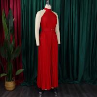 Elegante Monopiece Plisado Para Mujer Con Cinturón Y Pierna Ancha De Largo Al Suelo Sin Mangas Y Cuello Redondo Para Fiesta Y Cumpleaños - details 24