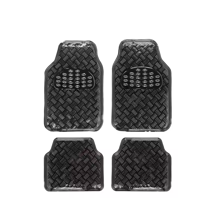 Alfombrillas Universales para Vehículos, Alfombrillas de Goma para Coche con Diseño Metálico, 4 Piezas - 1