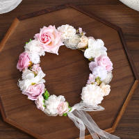 Corona De Flores Artificiales Para Novia Y Mujeres Adorno De Cabeza De Novia Diadema De Flores Tamaño M Accesorio Para El Cabello De Fiesta - details 0