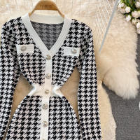 Vestido Largo De Punto Vintage REALEFT Para Mujer Cuello V Manga Larga Botones Estilo Clásico Otoño Invierno Talla Regular - details 3