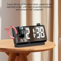 Reloj despertador digital, reloj despertador con proyección LED, reloj de proyección giratorio, reloj de dormitorio con proyección y función de repetición, reloj de proyección con pantalla de números grandes para dormitorios - details 8