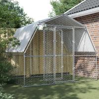 vidaXL Gallinero con techo y puerta acero galvanizado plateado jaula de pollos Dimensiones 285 x 195 x 230 cm, 375 x 285 x 230 cm - details 0