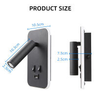 Lámpara De Pared Moderna Recargable Iluminación Para Lectura En La Habitación Decoración Para El Salón Spot De Pared LED Con Soporte De Aluminio Negro Y Blanco - details 5