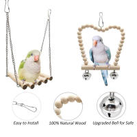 Juego De Juguetes Para Pájaros Periquito Con Swing Y Madera Conjunto De Suministros Para El Hogar Del Pájaro 8 Piezas - details 3
