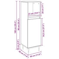 Cabinet de Baño vidaXL Negro Roble 30x30x100 cm Madera Ingenierizada - details 7