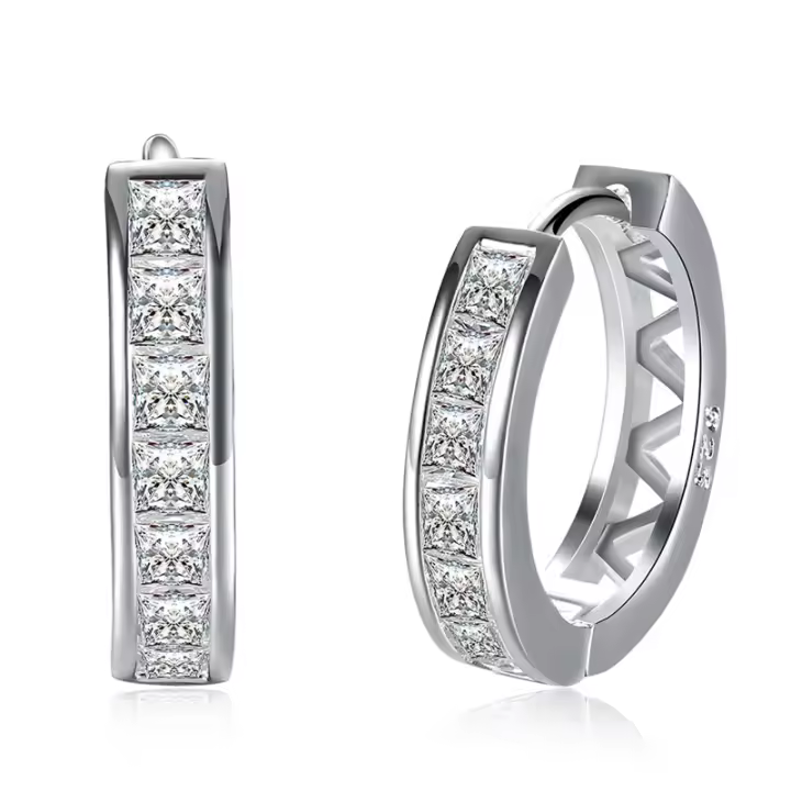 925 Sterling Silver AAA Zircon Circle Hoop Earrings For Woman Jewelry - 1