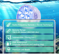 Luz Submarina LED RGB Para Piscina Con Control Remoto Y Batería Operada Portátil Para Acuario Y Vaso Iluminación Submarina Multicolor Impermeable - details 12