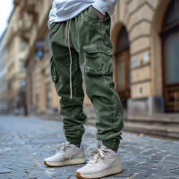 Pantalones De Corduroy Para Hombre Con Bolsillos Calientes yVintage De Punto De Fleco Diseño Antigüedad Trabajo Libre Con Cierre Elástico Y Cordón Para Otoño E Invierno - details 2