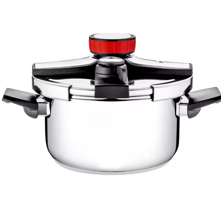 Olla a Presión Super Rápida 6 litros, Válvulas de seguridad, valido para todo tipo de cocina, Full inducción acero 18/10 - 1