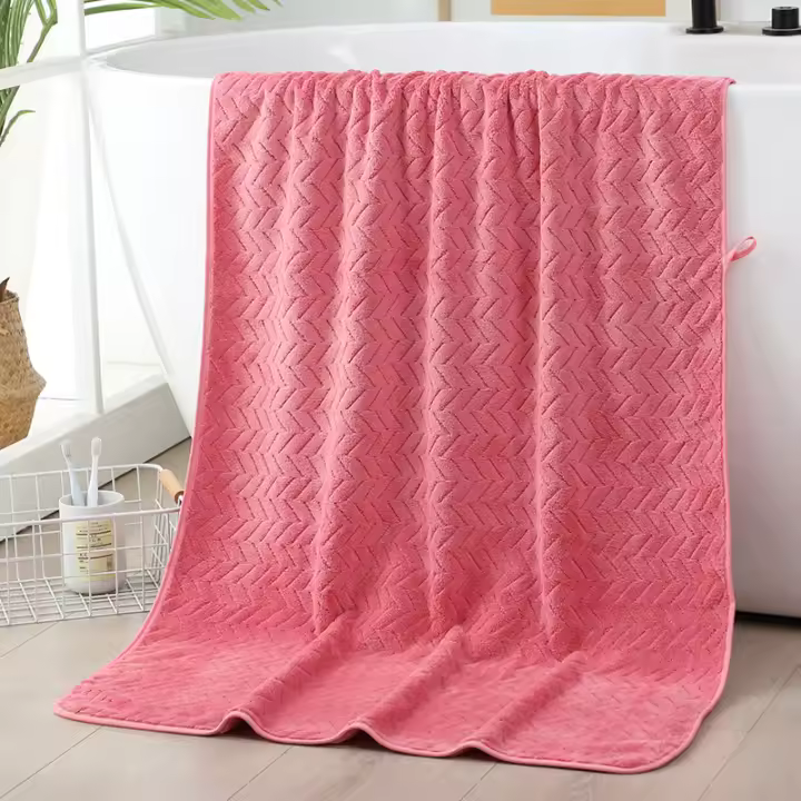 Toalla de baño grande de lana de coral para adultos, suave y absorbente de agua, tamaño 80 x 160, con orejas de trigo, nueva - 1