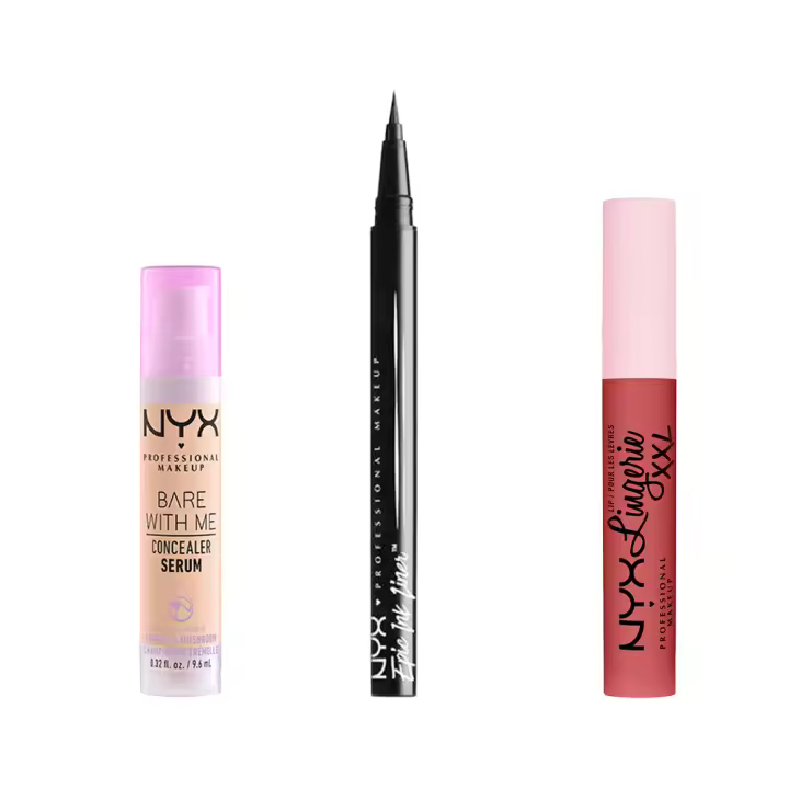 NYX Professional Makeup | Set rutina de corrector serum bwm vainilla + labial liquido ling xxpose me + eyeliner liquido epic black - 1