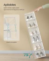 Set de 18 Cajas Transparentes para Zapatos Apilables, Organizadores Robustos y Plegables para Talla 46, Expositor para Zapatillas y Tacones, Color Transparente y Blanco - details 3