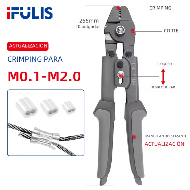 Herramienta De Amarre De Acero Carbono Para Cable De Pesca Ferrules De Tubo De Aluminio Doble Barril Hasta 2.0mm Multifuncional - 1