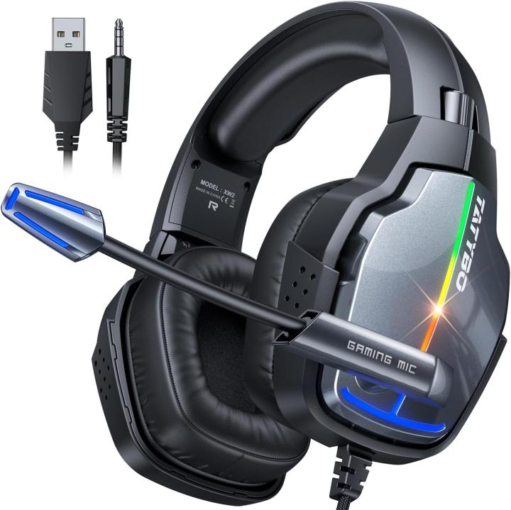 Cascos Gaming para Ps5 Ps4 PC, Auriculares Gaming con Micrófono de Cancelación de Ruido Sonido EstéReo 3D 50 mm Drivers, 90° Orejeras Giratorias para Switch Xbox Teléfono PortáTil