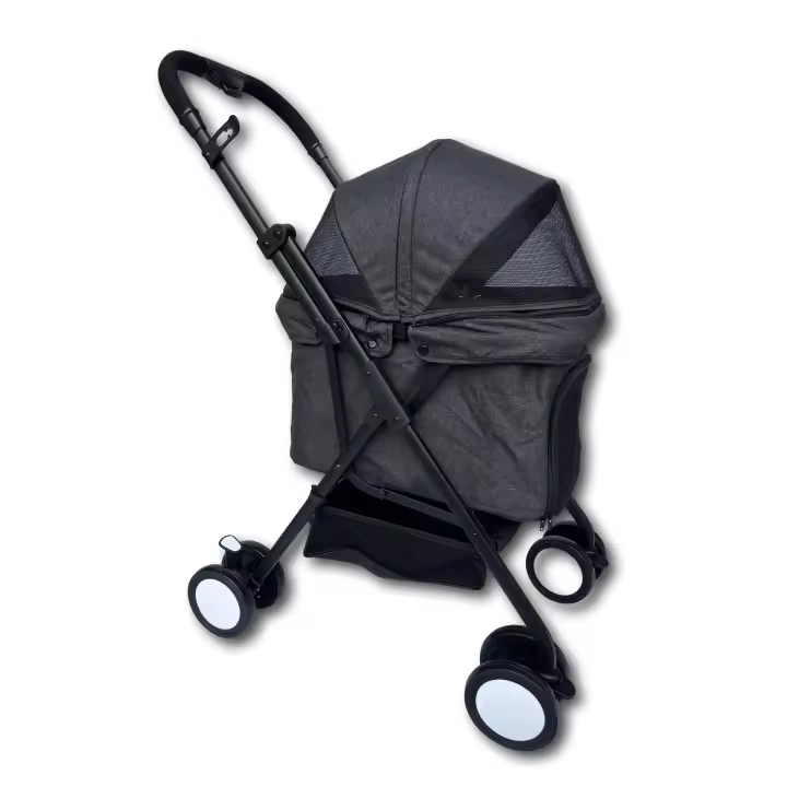 cochecito para Perros Plegable de alta calidad con Ruedas Universales Cesta de Almacenaje Correas de Seguridad y Ventanas - 1